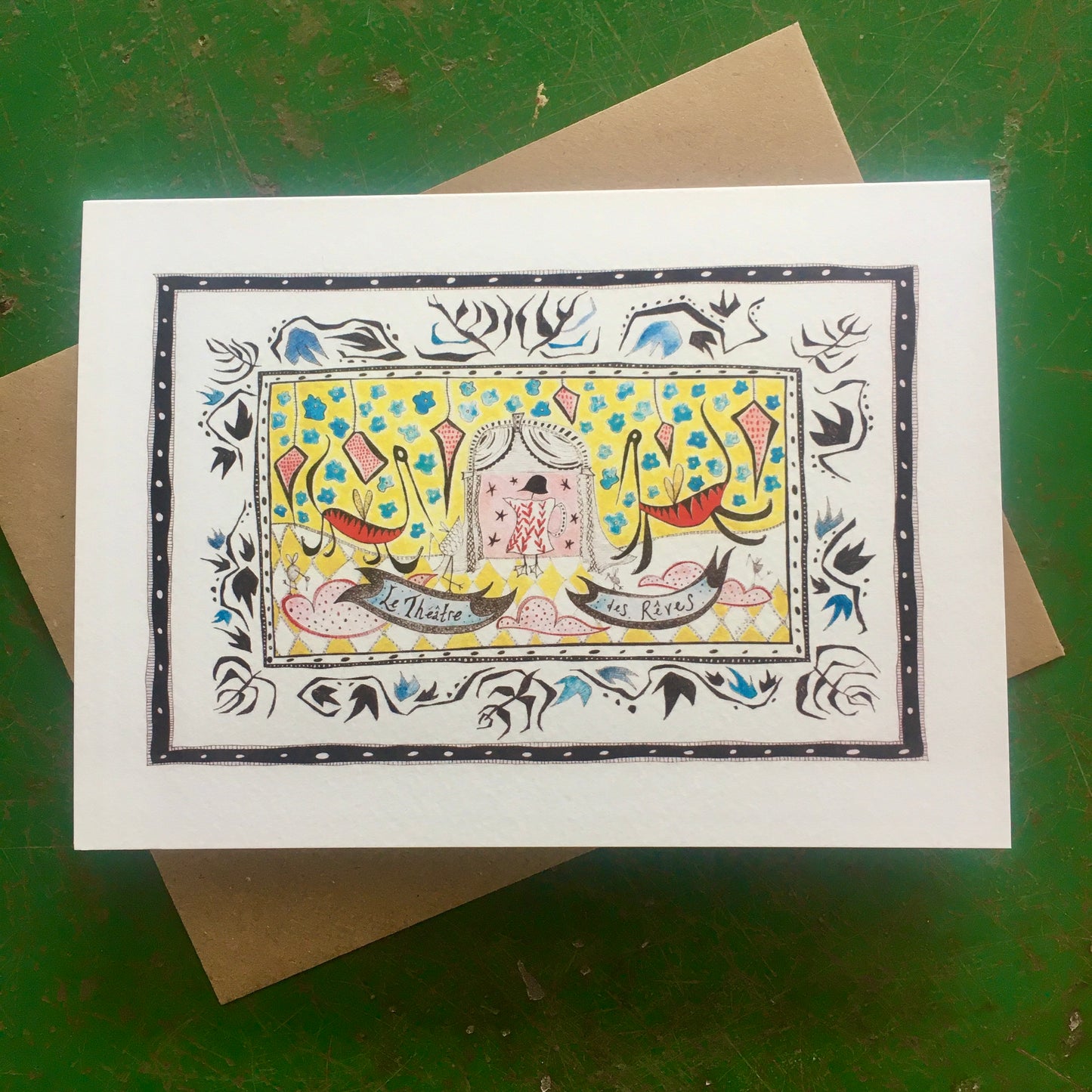 Illustrated Greetings Card (blank inside) with Kraft Brown Envelope (127mm x 177mm) - The Theatre of Dreams