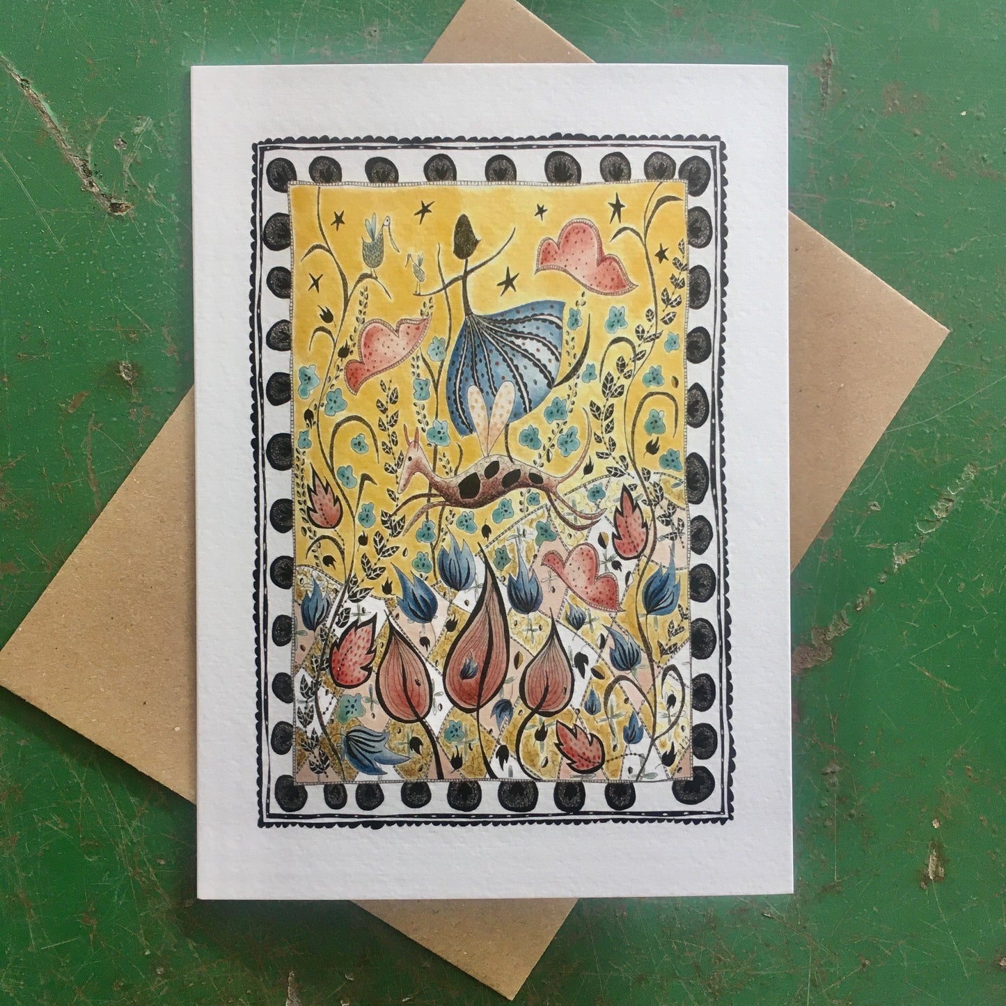 Illustrated Greetings Card (blank inside) with Kraft Brown Envelope (127mm x 177mm) - Sweet Sixty