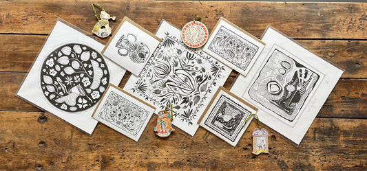 Illustrated Greetings Card (blank inside) with Kraft Brown Envelope (145mm x 145mm) - Vase No. 1