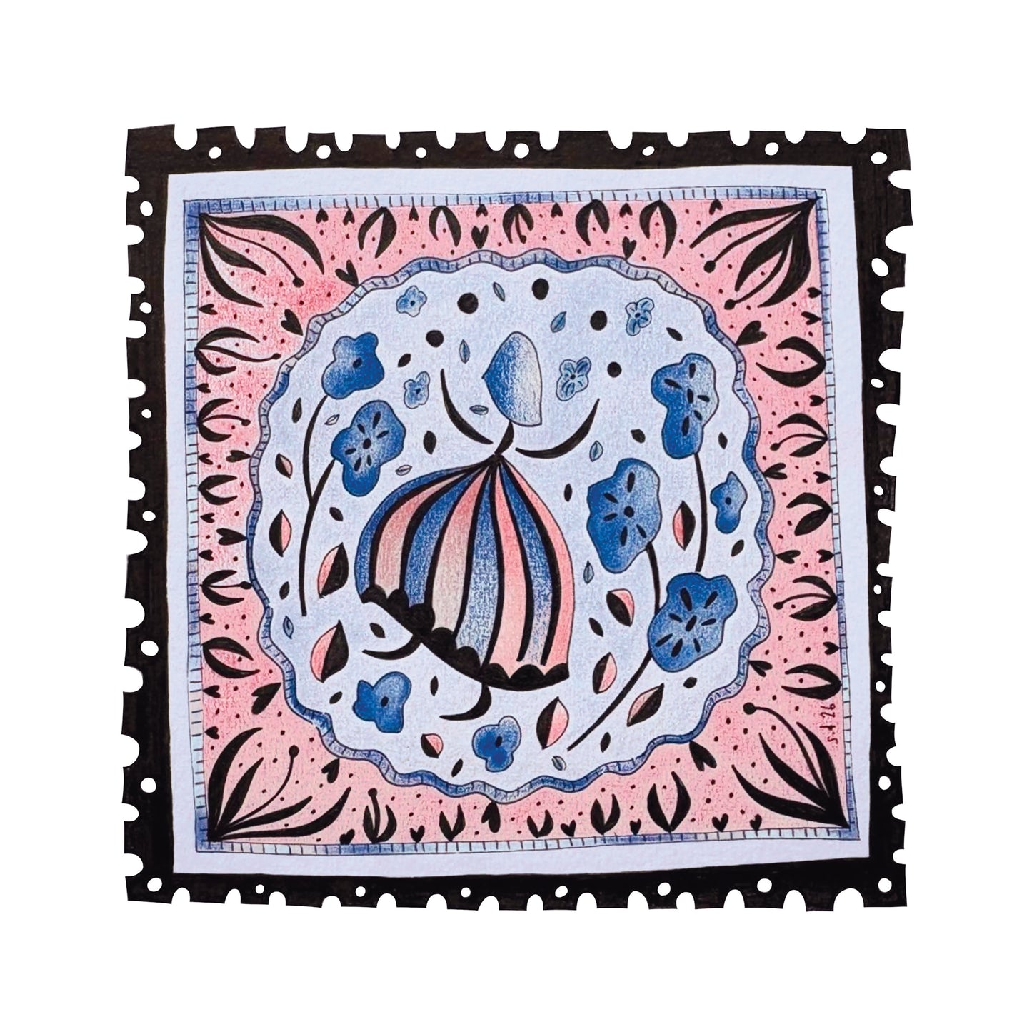 Fine Art Giclée Print - ‘Among the flowers’ from ‘The Stamp Collection’