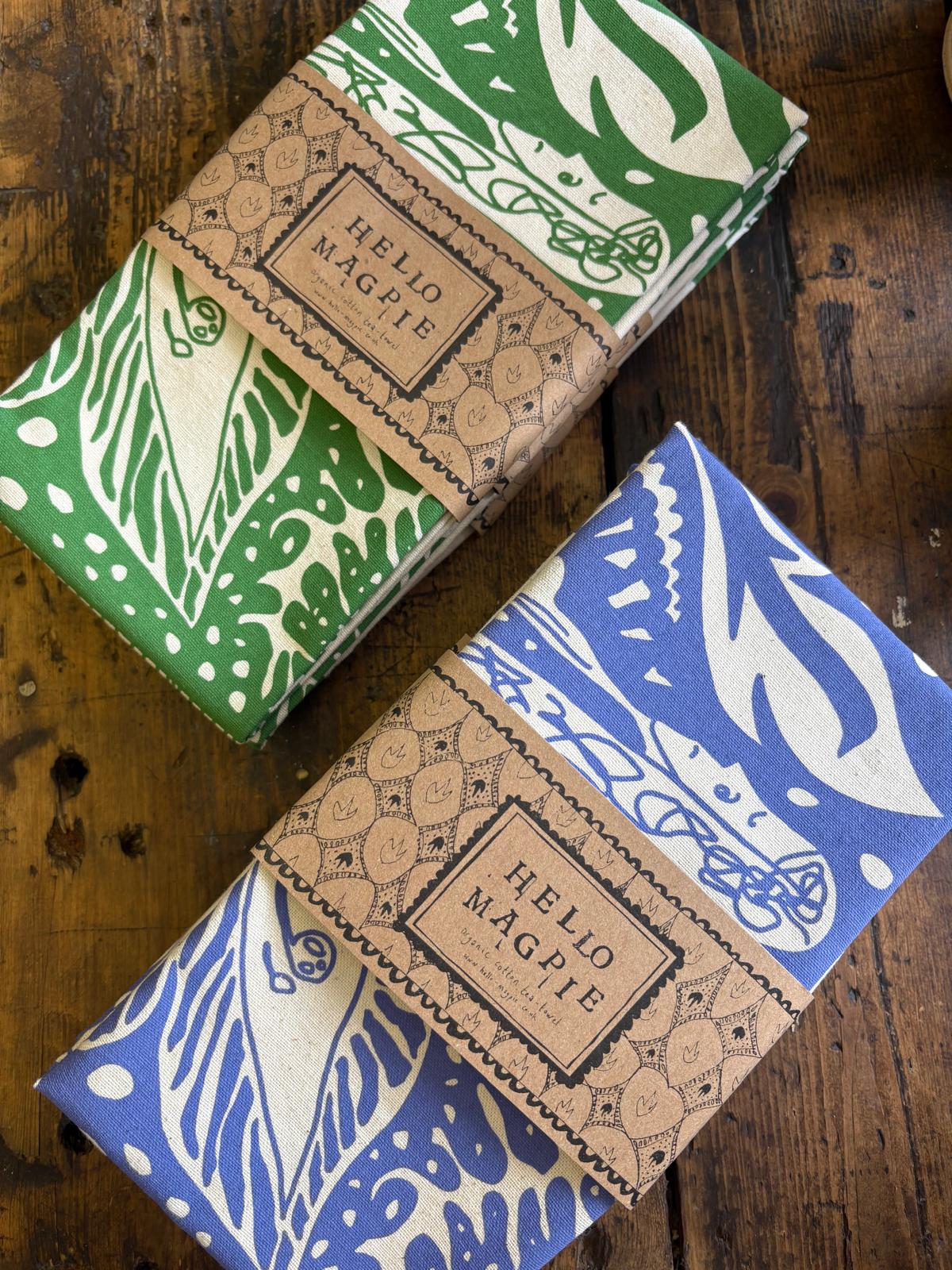 Screen Printed T-towel - Cornucopia (Green)